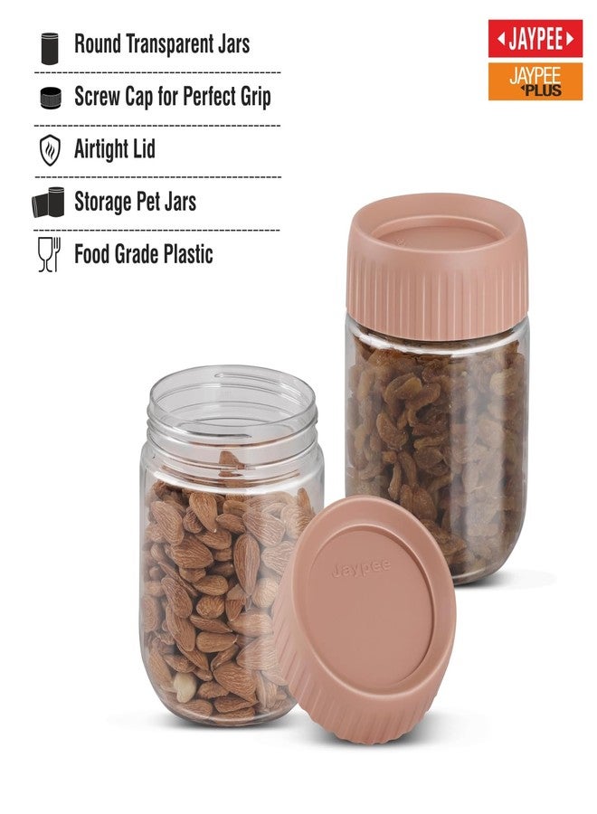 جايبي بلس مجموعة برطمانات وحاويات مطبخ بلاستيكية شفافة من جاي بي بلس، مثالية لتخزين المؤن والوجبات الخفيفة والتوابل والمخللات والفواكه المجففة. غطاء محكم الإغلاق وقابل للتكديس. سعة 750 مل، طقم من قطعتين، لون وردي. - Image 3